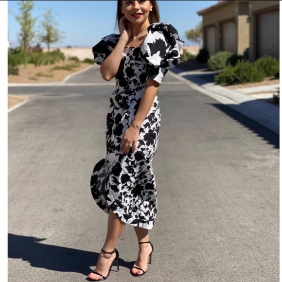 Christopher John Puff Sleeve Formal Dress - Picture 3 of 13